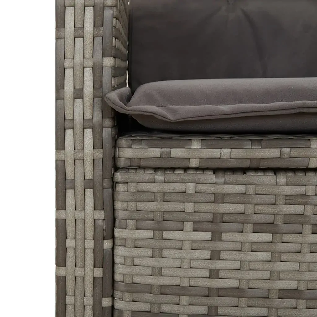 3 Piece Garden Dining Set with Cushions Grey Poly Rattan Price