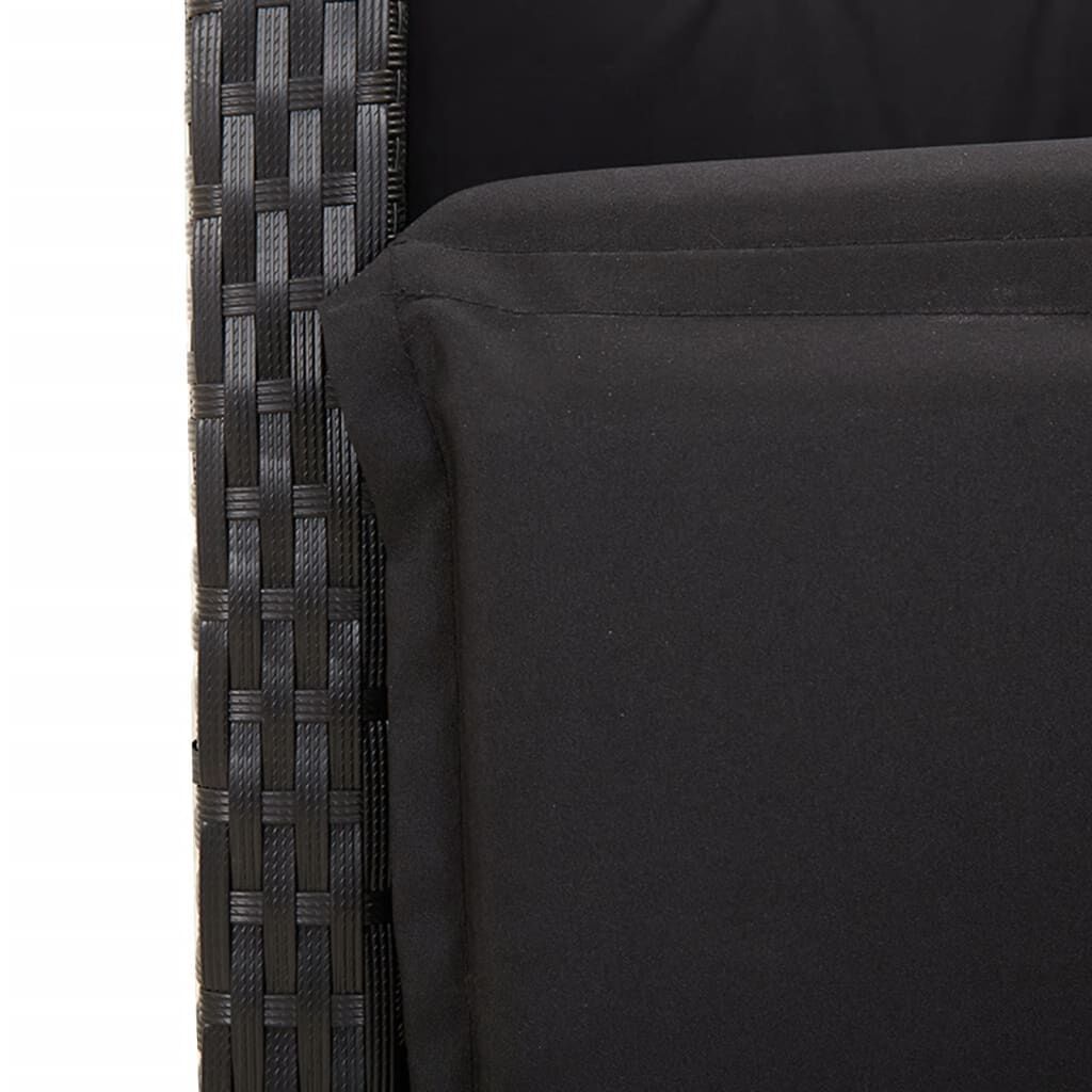 5 Piece Garden Dining Set with Cushions Black Poly Rattan Price