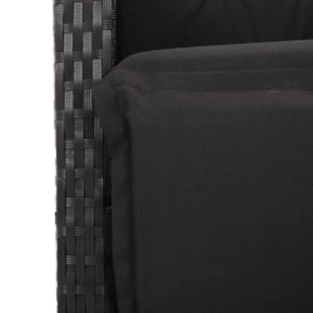 7 Piece Garden Dining Set with Cushions Black Poly Rattan Price
