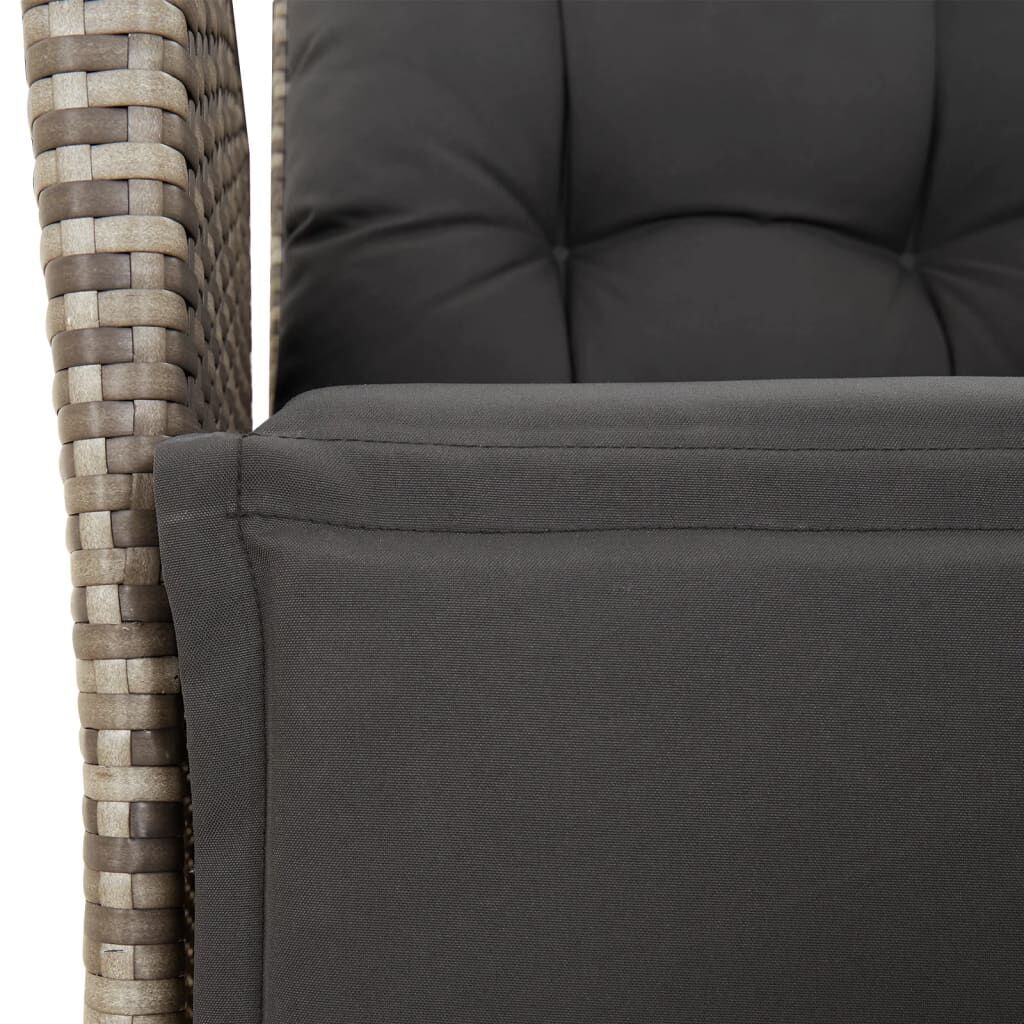 7 Piece Garden Dining Set with Cushions Grey Poly Rattan Price