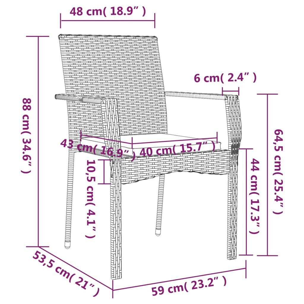 7 Piece Garden Dining Set with Cushions Grey Poly Rattan Price