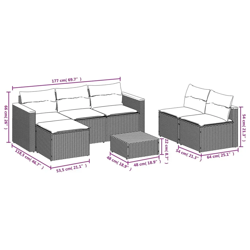 5 Piece Garden Sofa Set with Cushions Black Poly Rattan Acacia Price