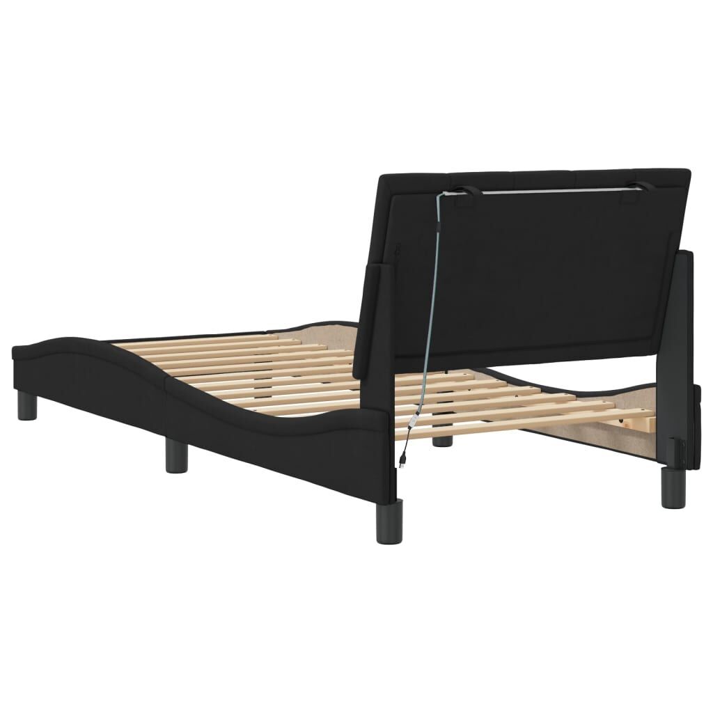 Bed Frame with LED without Mattress Black 90x190 cm Velvet Price