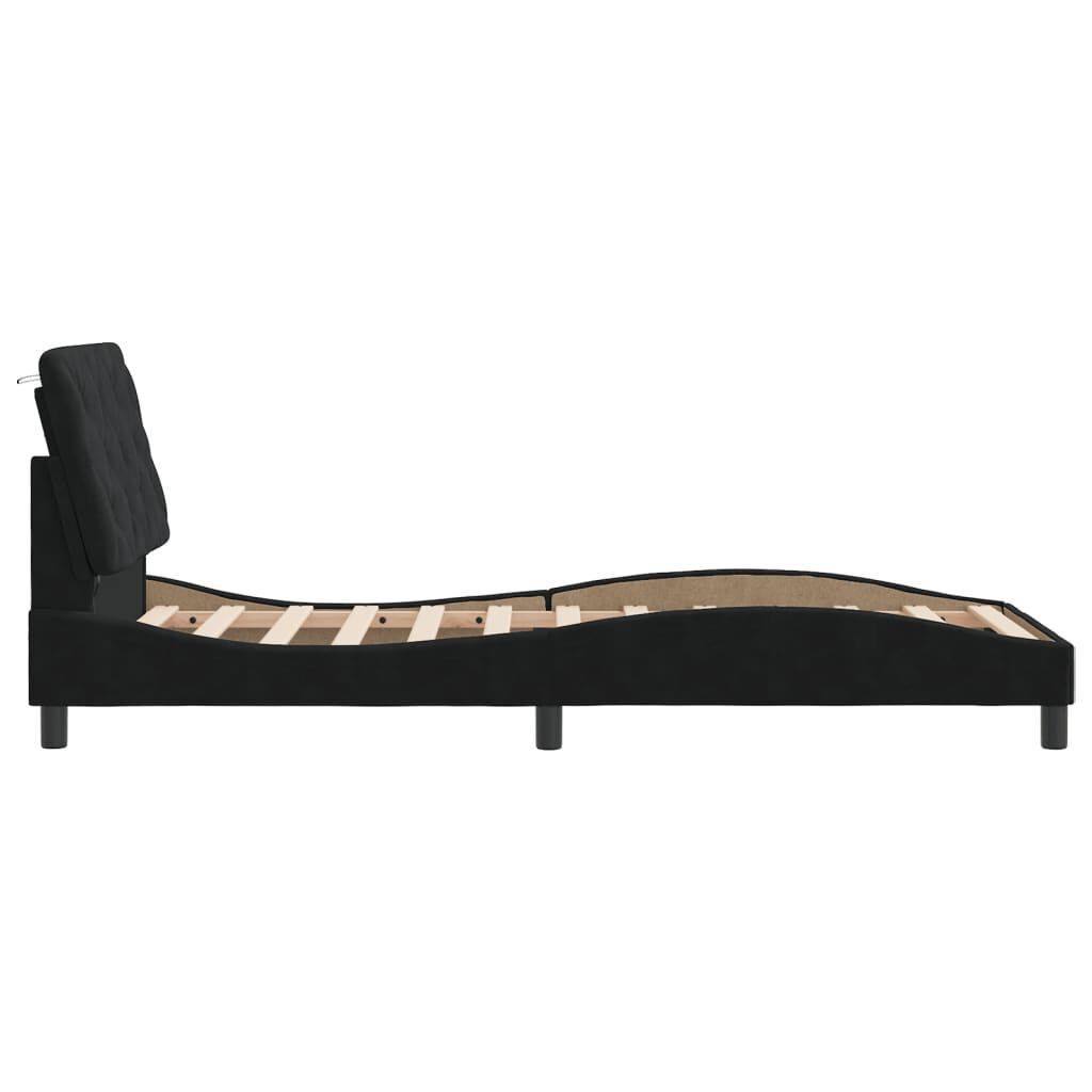 Bed Frame with LED without Mattress Black 90x190 cm Velvet Price