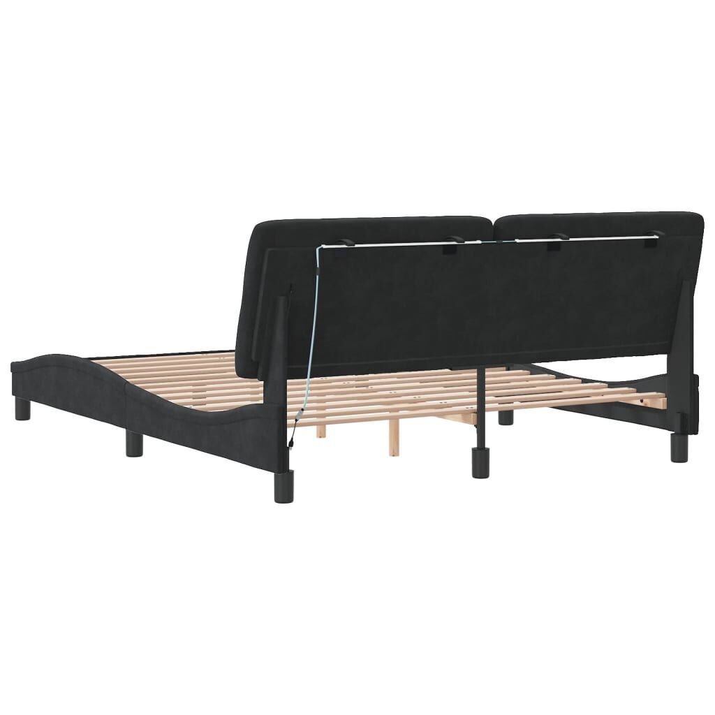 Bed Frame with LED without Mattress Black 152x203 cm Queen Velvet Price