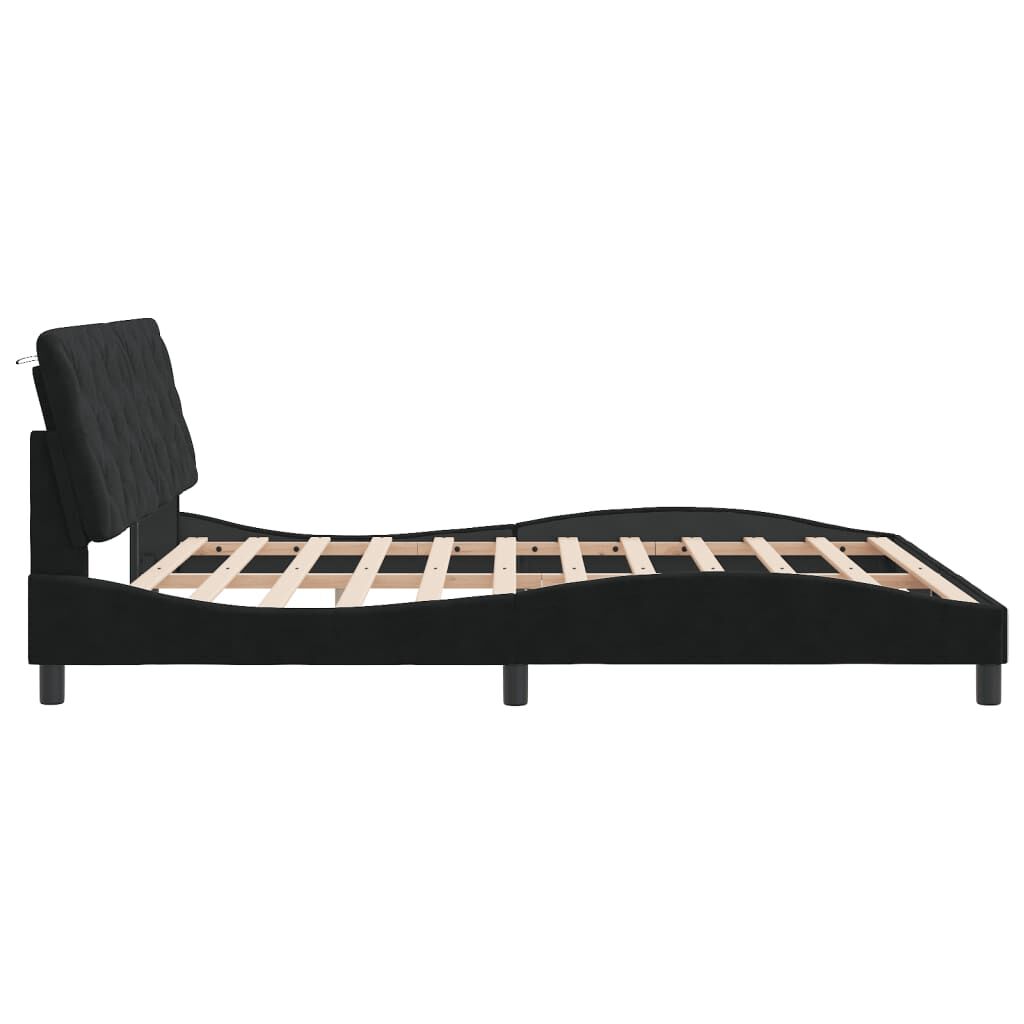 Bed Frame with LED without Mattress Black 183x203 cm King Velvet Price