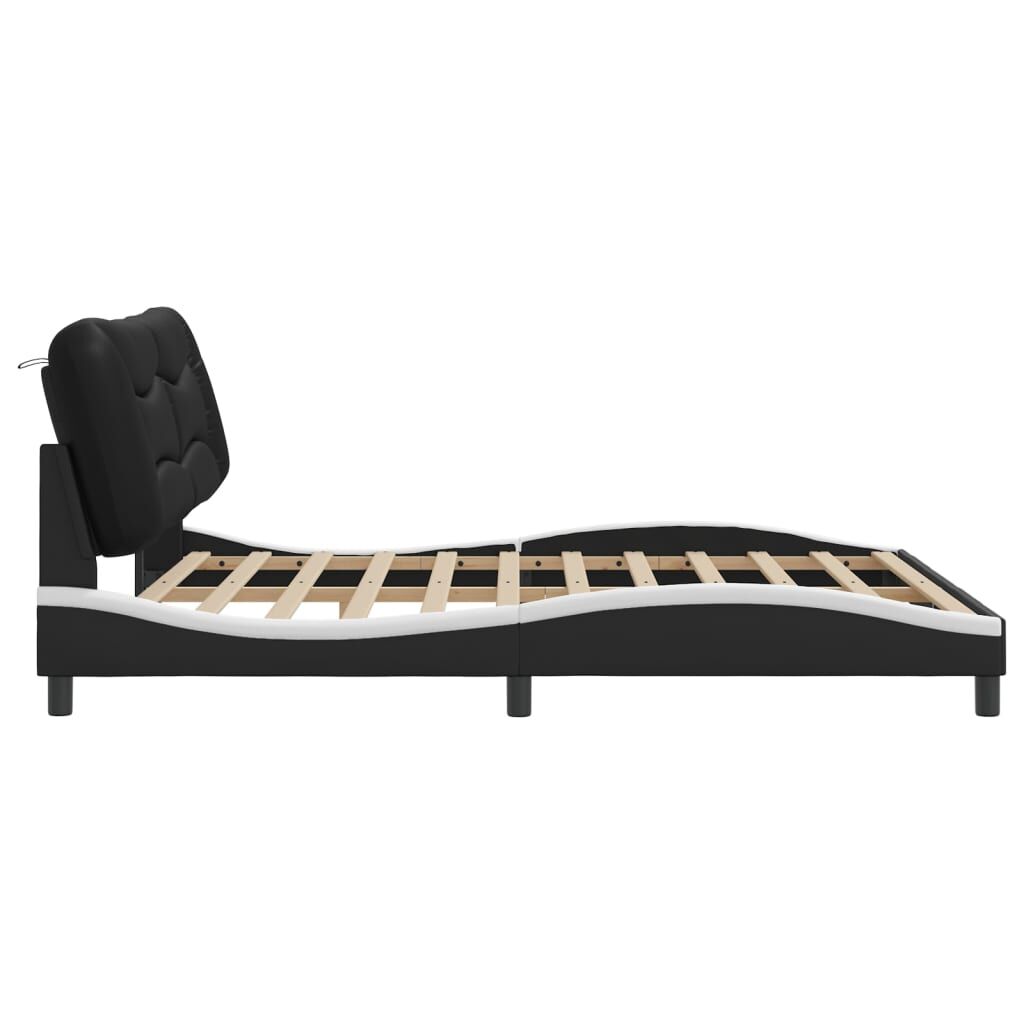Bed Frame with LED without Mattress Black and White 183x203 cm King Price