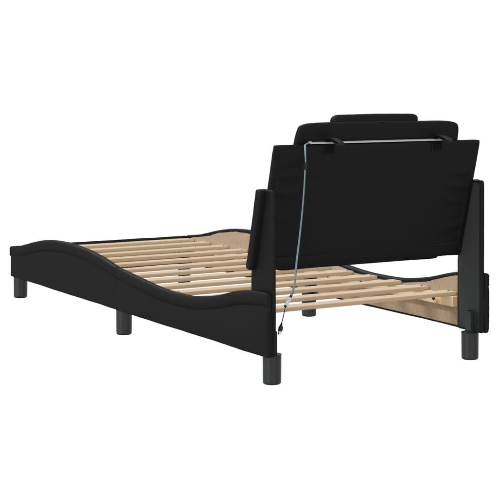 Bed Frame with LED without Mattress Black 90x190 cm Price