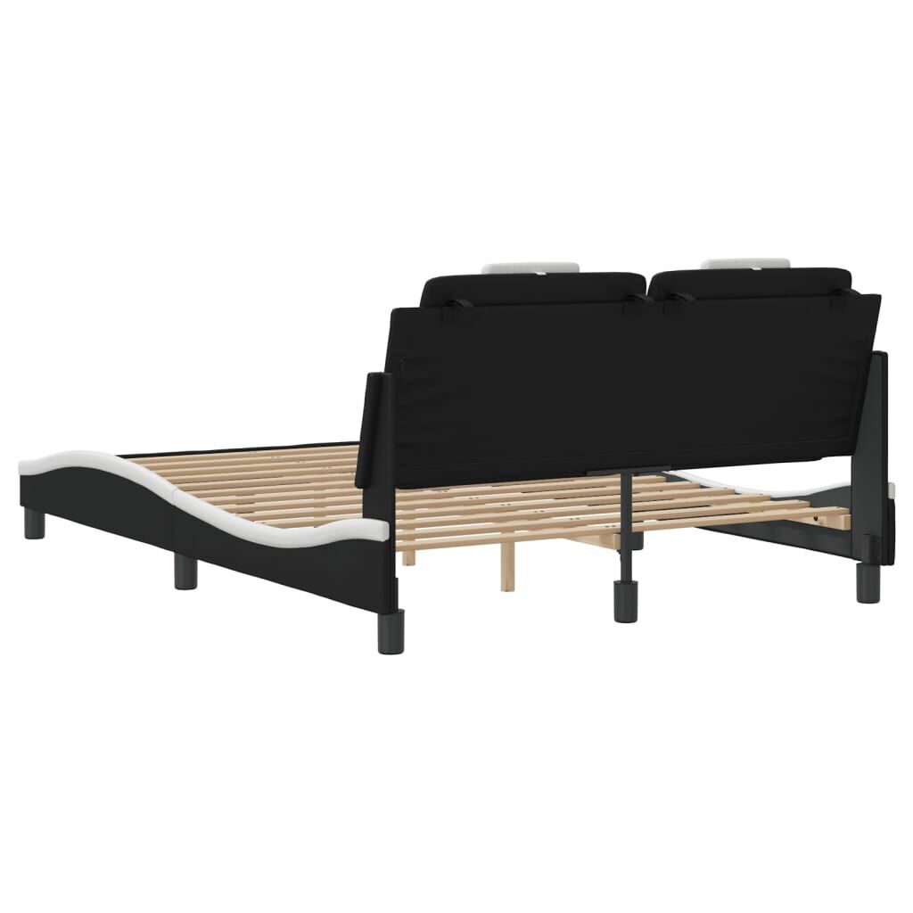 Bed Frame with LED without Mattress Black and White 137x187 cm Double Price