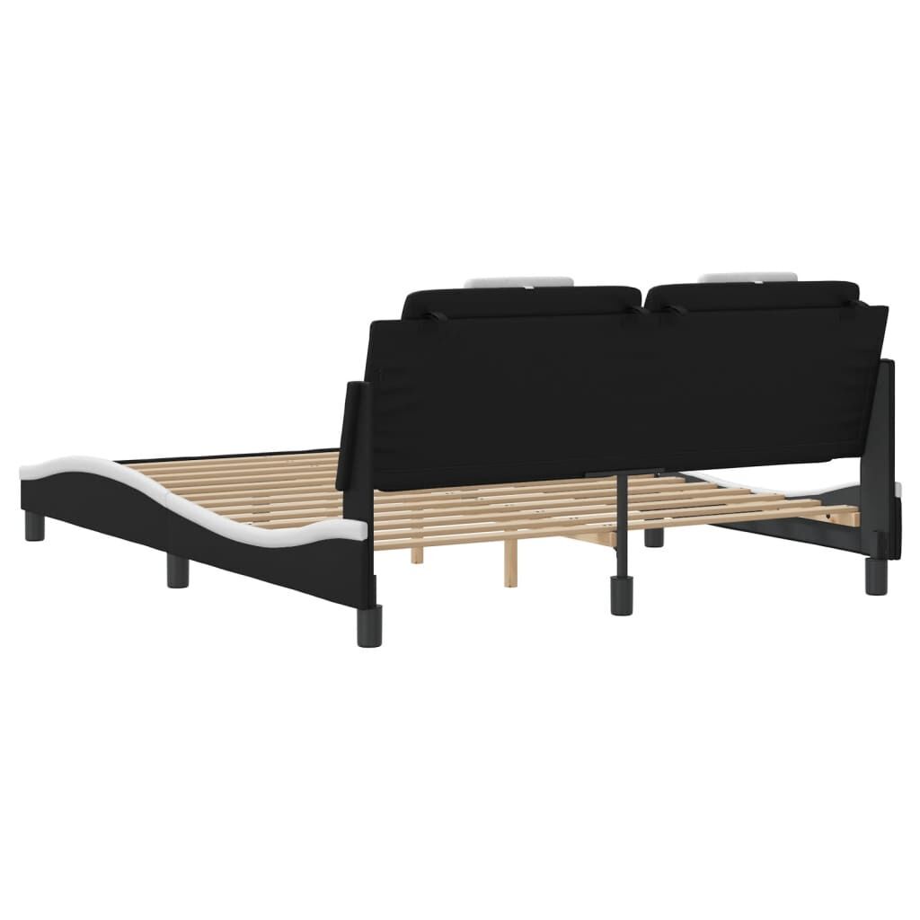Bed Frame with LED without Mattress Black and White 152x203 cm Queen Price