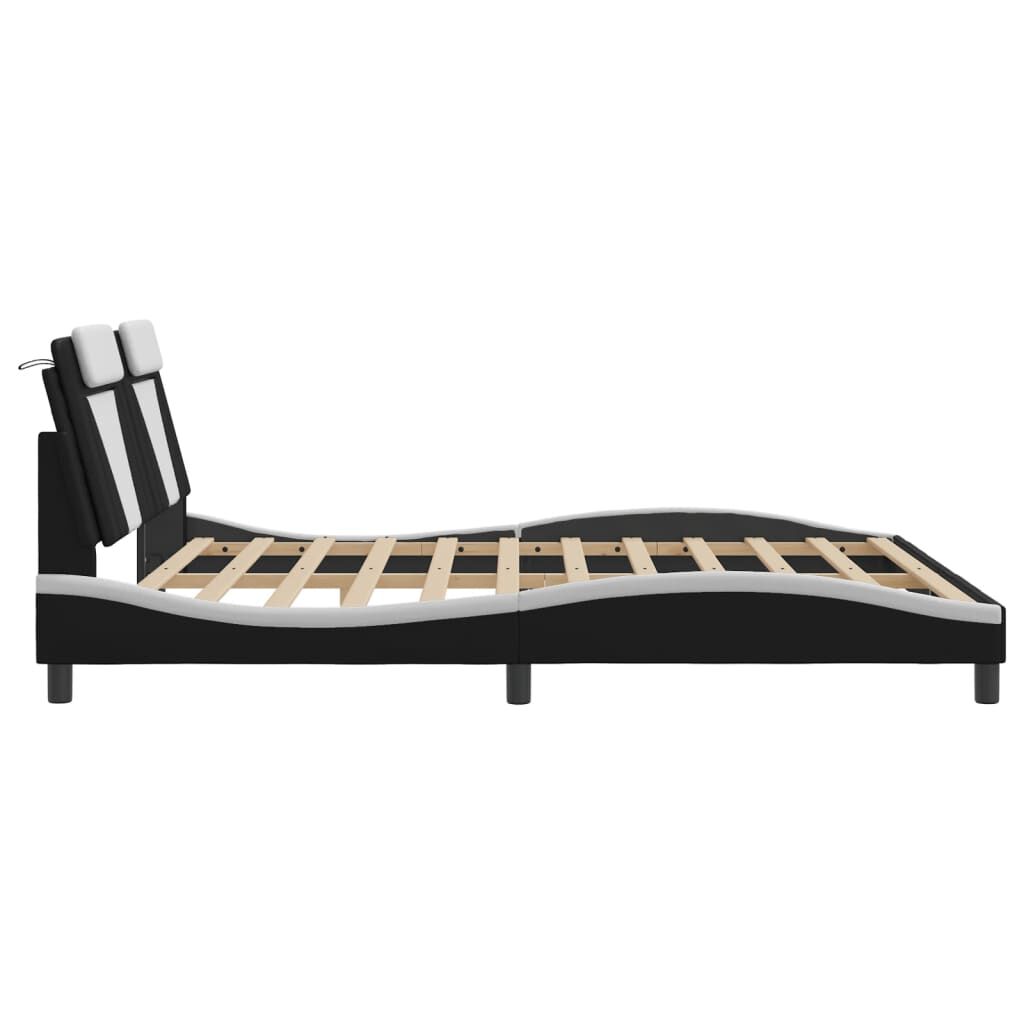 Bed Frame with LED without Mattress Black and White 183x203 cm King Price