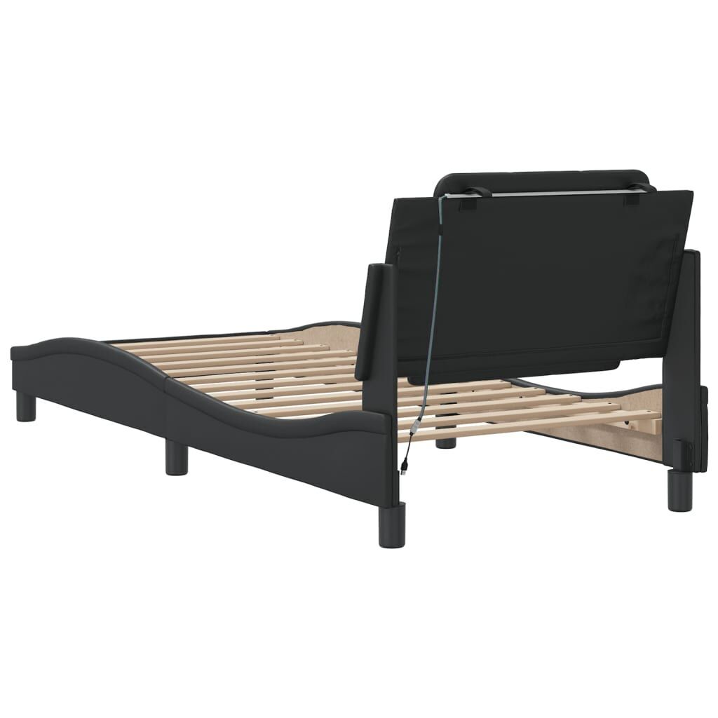 Bed Frame with LED without Mattress Black 90x190 cm Price
