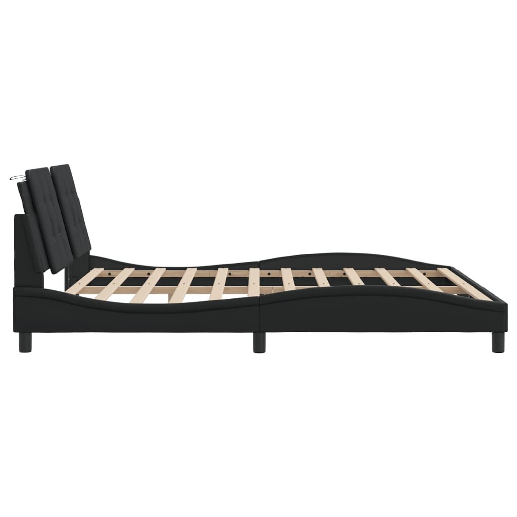 Bed Frame with LED without Mattress Black 183x203 cm King Price