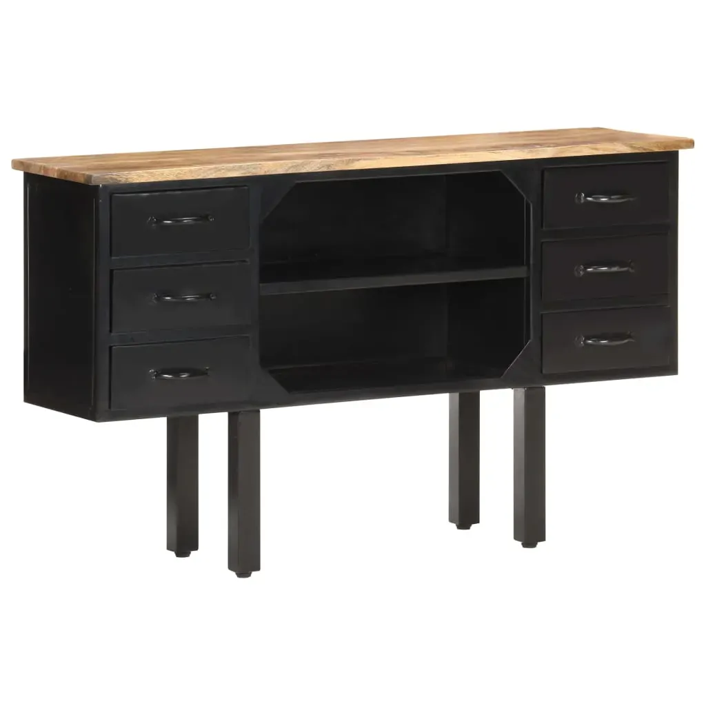 Sideboard 110x30x65 cm Solid Rough Mango Wood and Steel Price