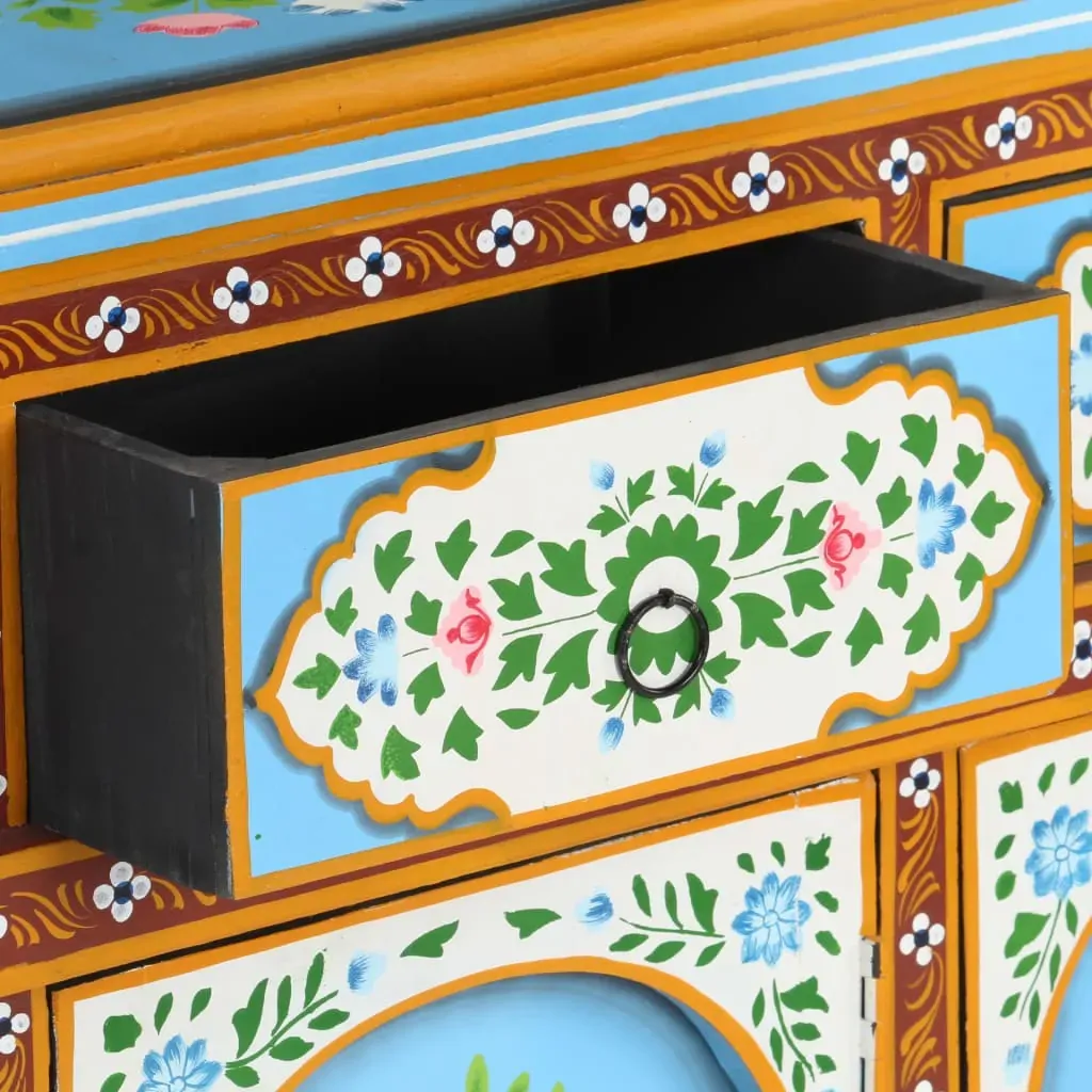 Hand-Painted Sideboard Multicolour 110x30x76cm Solid Mango Wood Price