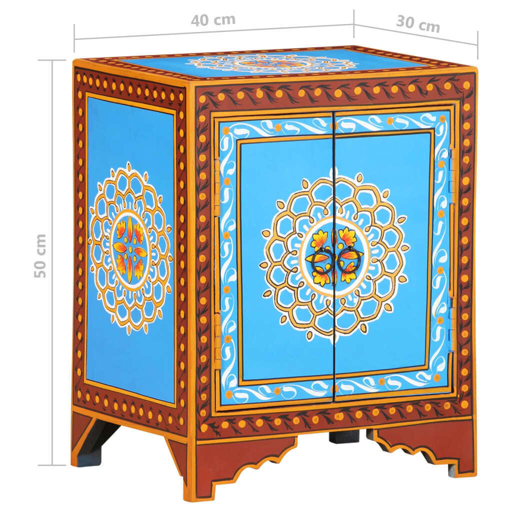 Hand Painted Bedside Cabinet 40x30x50 cm Solid Mango Wood Price
