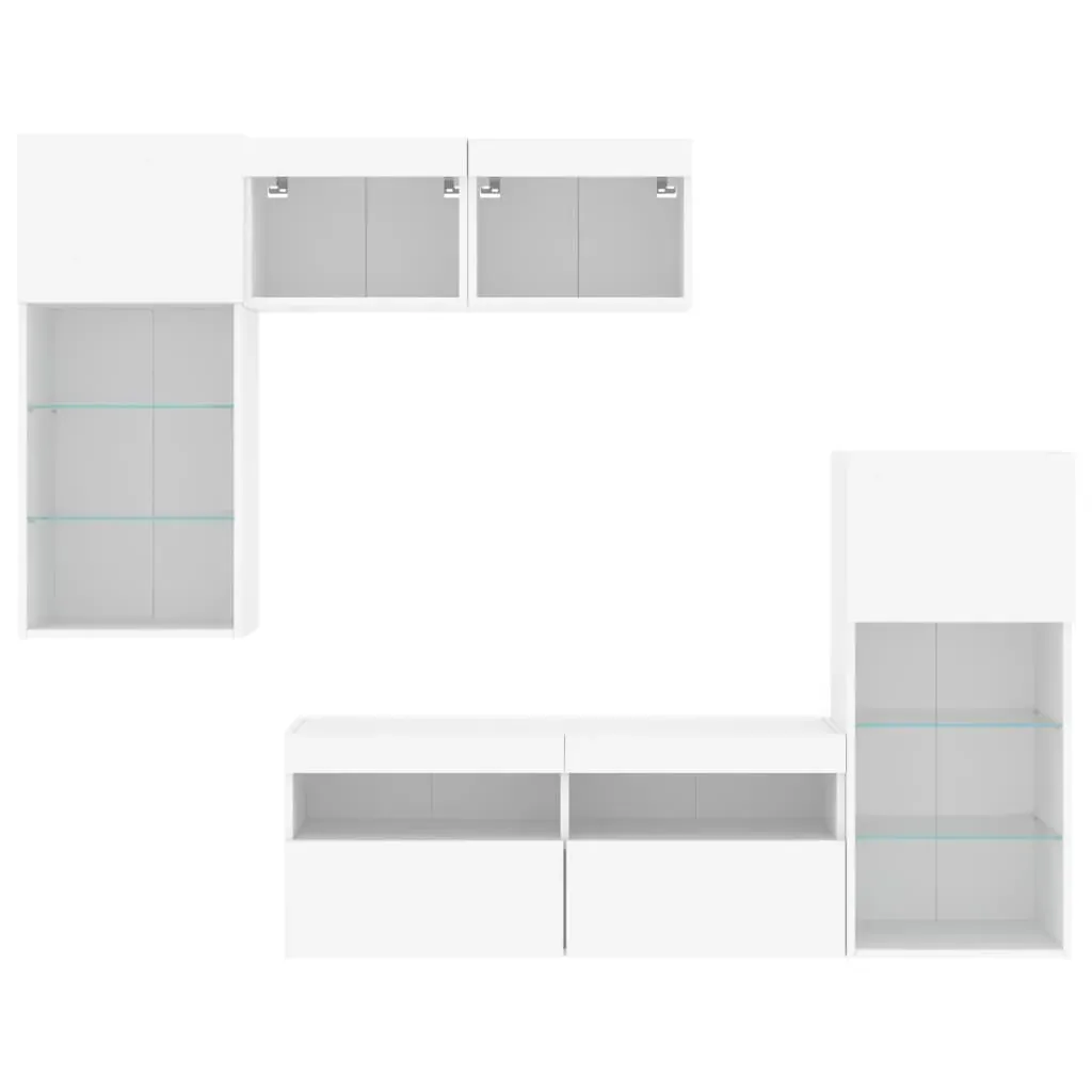 5 Piece TV Wall Units with LED White Engineered Wood Price