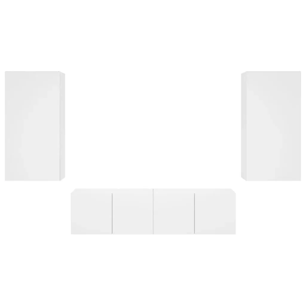 4 Piece TV Wall Units with LED White Engineered Wood Price