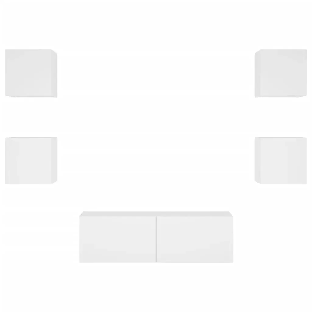 5 Piece TV Wall Cabinets with LED Lights White Price