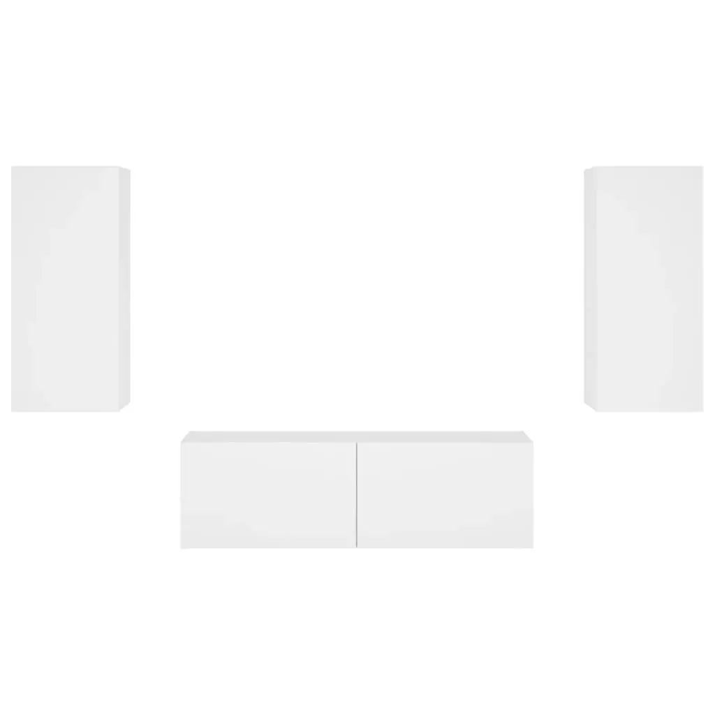 3 Piece TV Wall Cabinets with LED Lights White Price