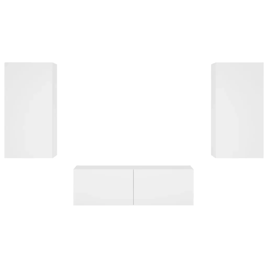 3 Piece TV Wall Cabinets with LED Lights White Price