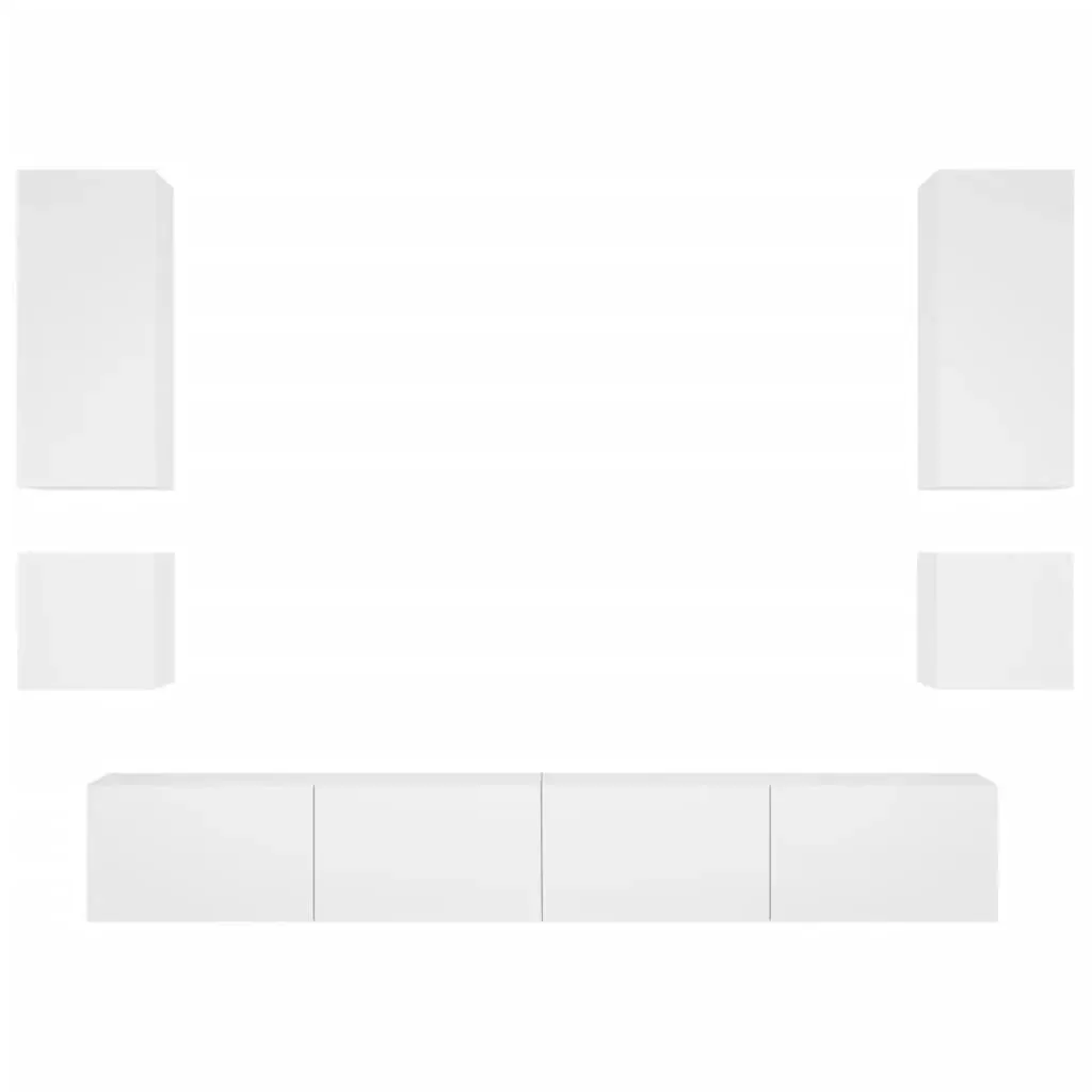 6 Piece TV Wall Cabinets with LED Lights White Price