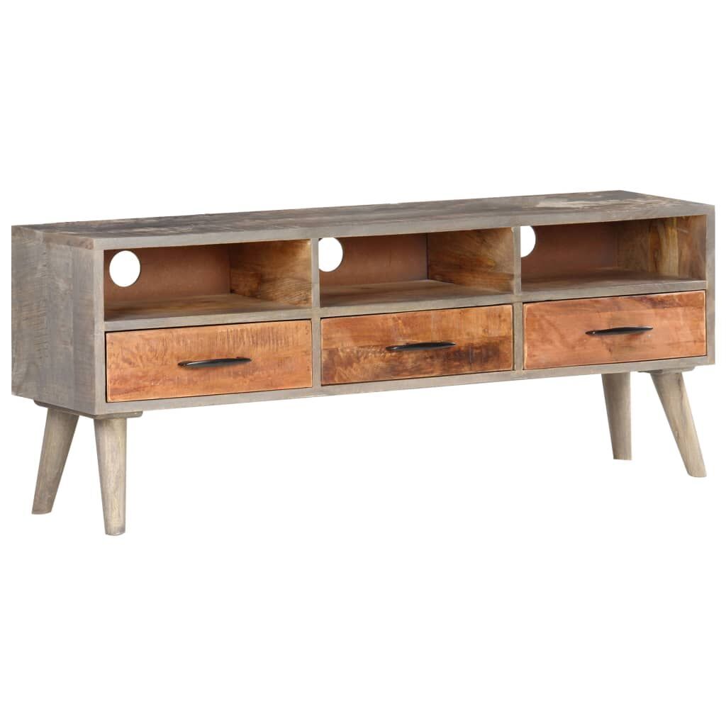 TV Cabinet Grey 130x35x51 cm Solid Rough Mango Wood Price