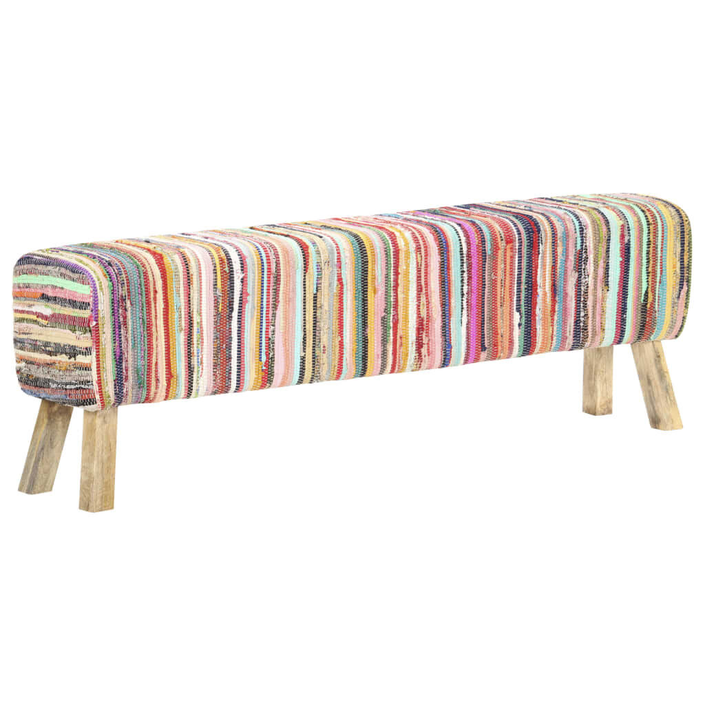 Bench 160 cm Multicolour Chindi Fabric Price