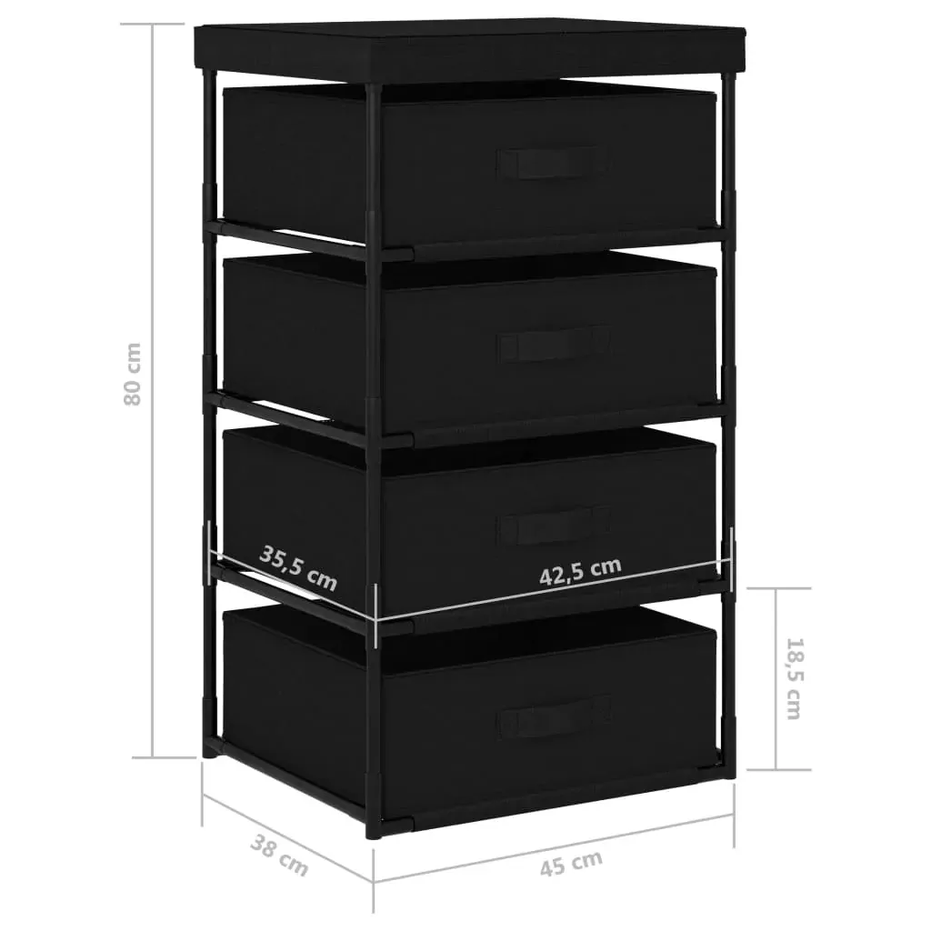 Storage Rack with 4 Fabric Baskets Steel Black Price