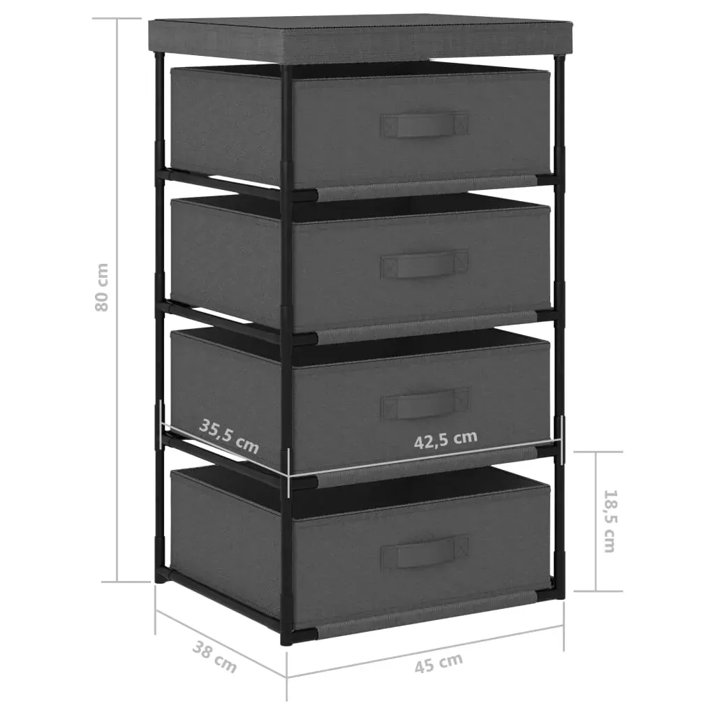 Storage Rack with 4 Fabric Baskets Steel Grey Price
