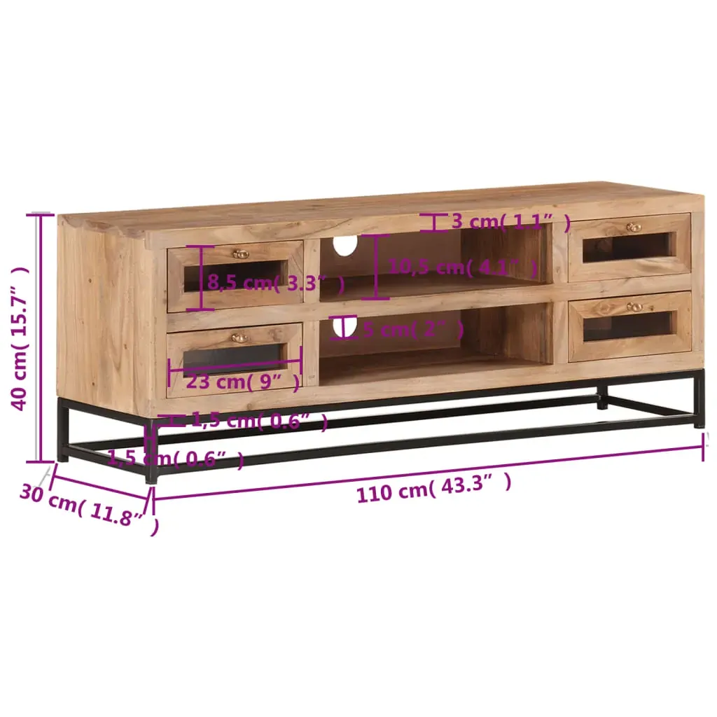 TV Cabinet 110x30x40 cm Solid Acacia Wood Price