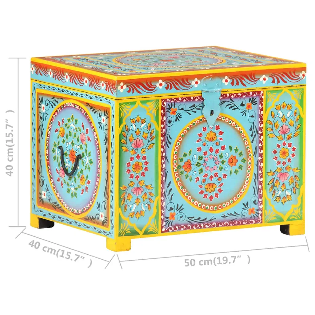 Hand Painted Storage Box 50x40x40 cm Solid Mango Wood Price