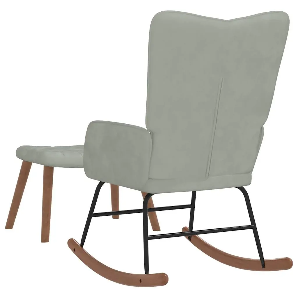 Rocking Chair with a Stool Light Grey Velvet Price