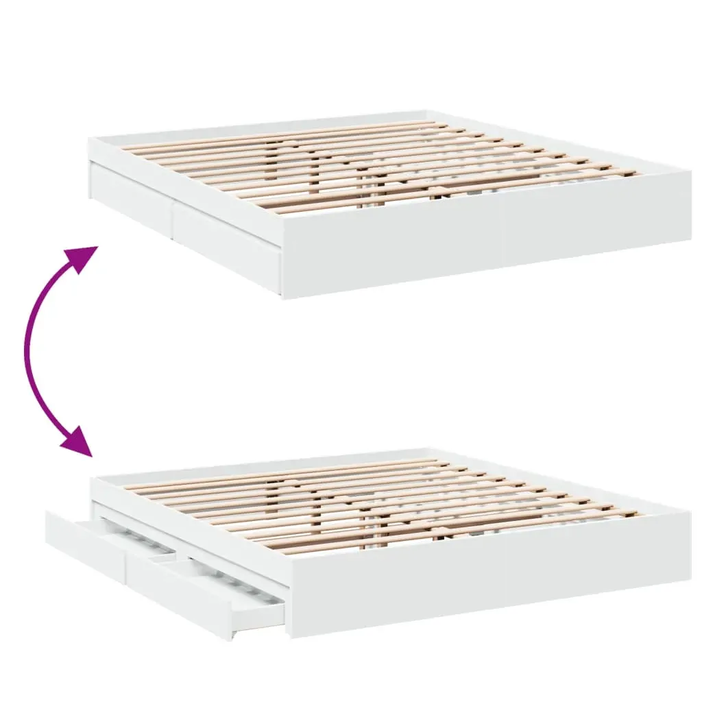 Bed Frame with Drawers without Mattress White 183x203 cm King Price
