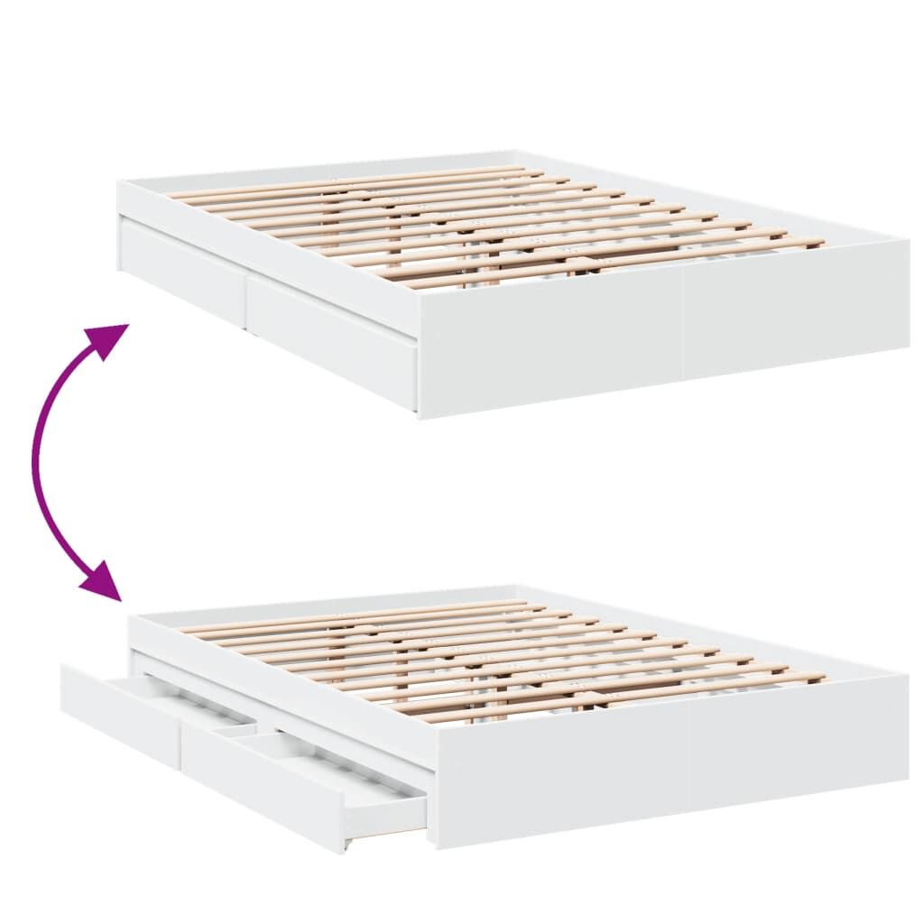 Bed Frame with Drawers without Mattress White 150x200 cm Price