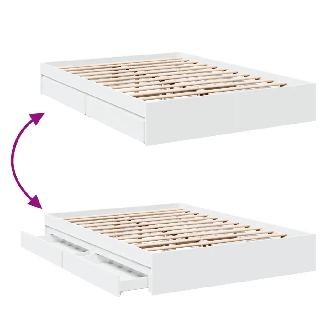 Bed Frame with Drawers without Mattress White 150x200 cm Price