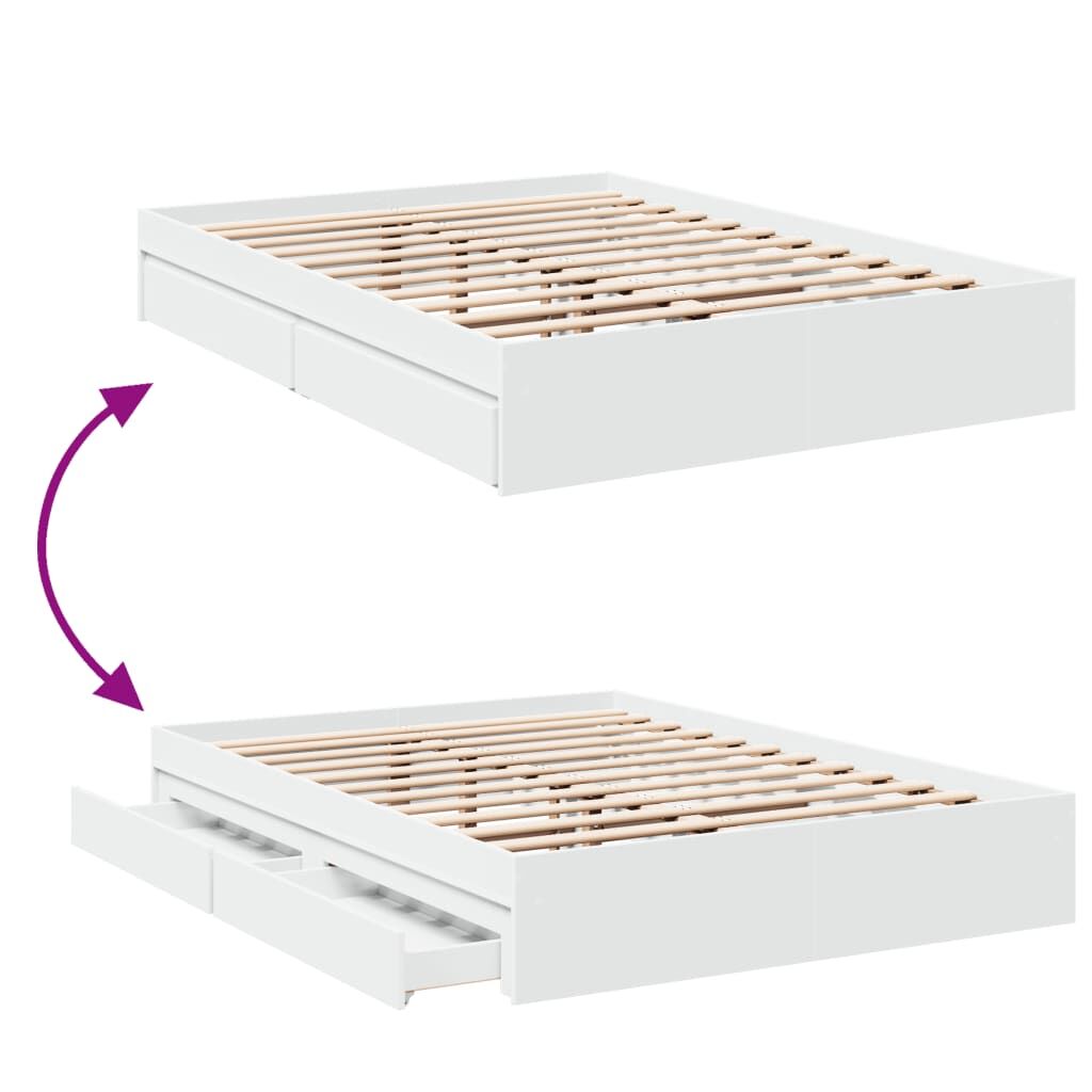 Bed Frame with Drawers without Mattress White 135x190 cm Price