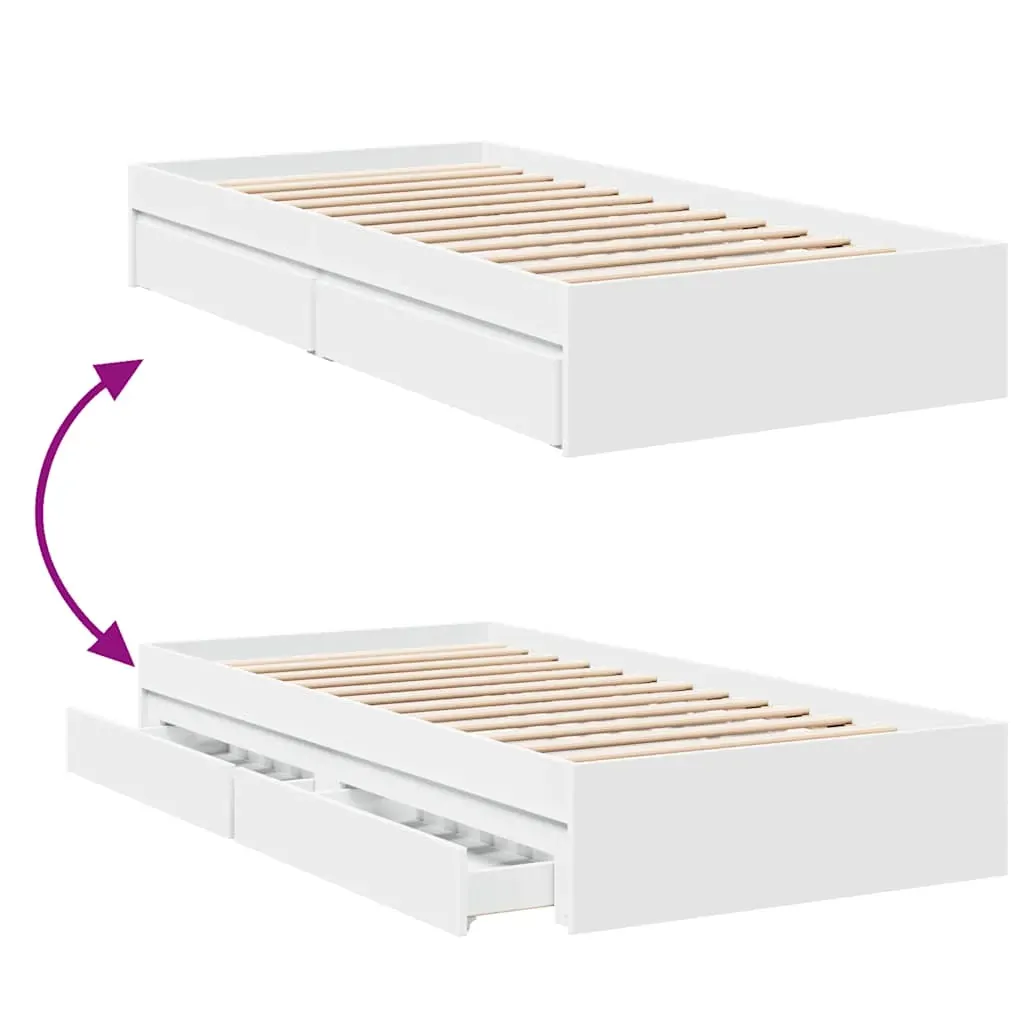 Bed Frame with Drawers without Mattress White 90x190 cm Price