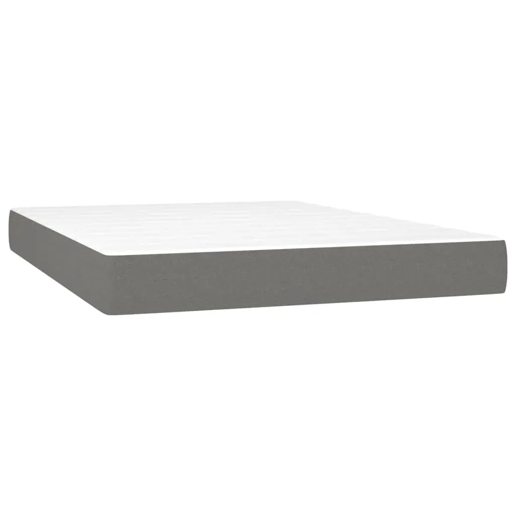 Box Spring Bed with Mattress Dark Grey 137x187 cm Double Size Fabric Price