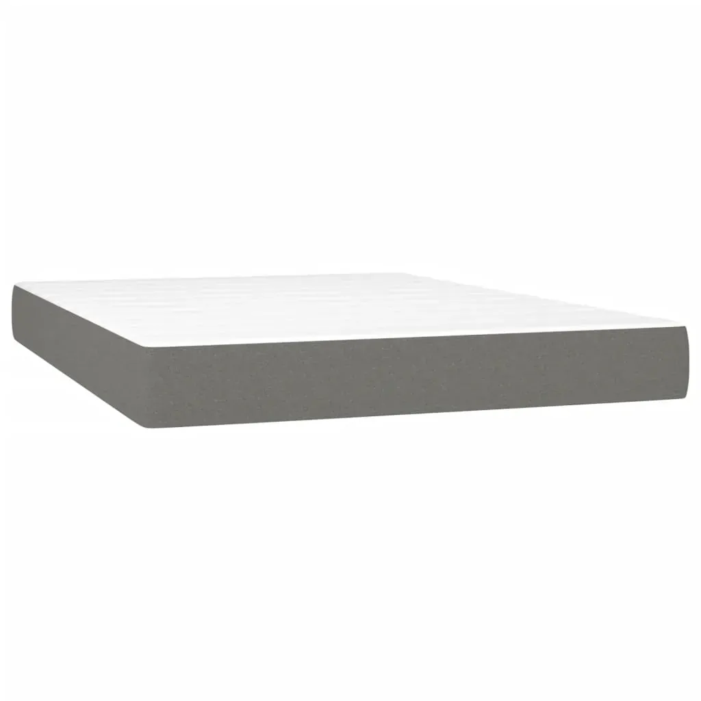 Box Spring Bed with Mattress Dark Grey 153x203 cm Queen Size Fabric Price