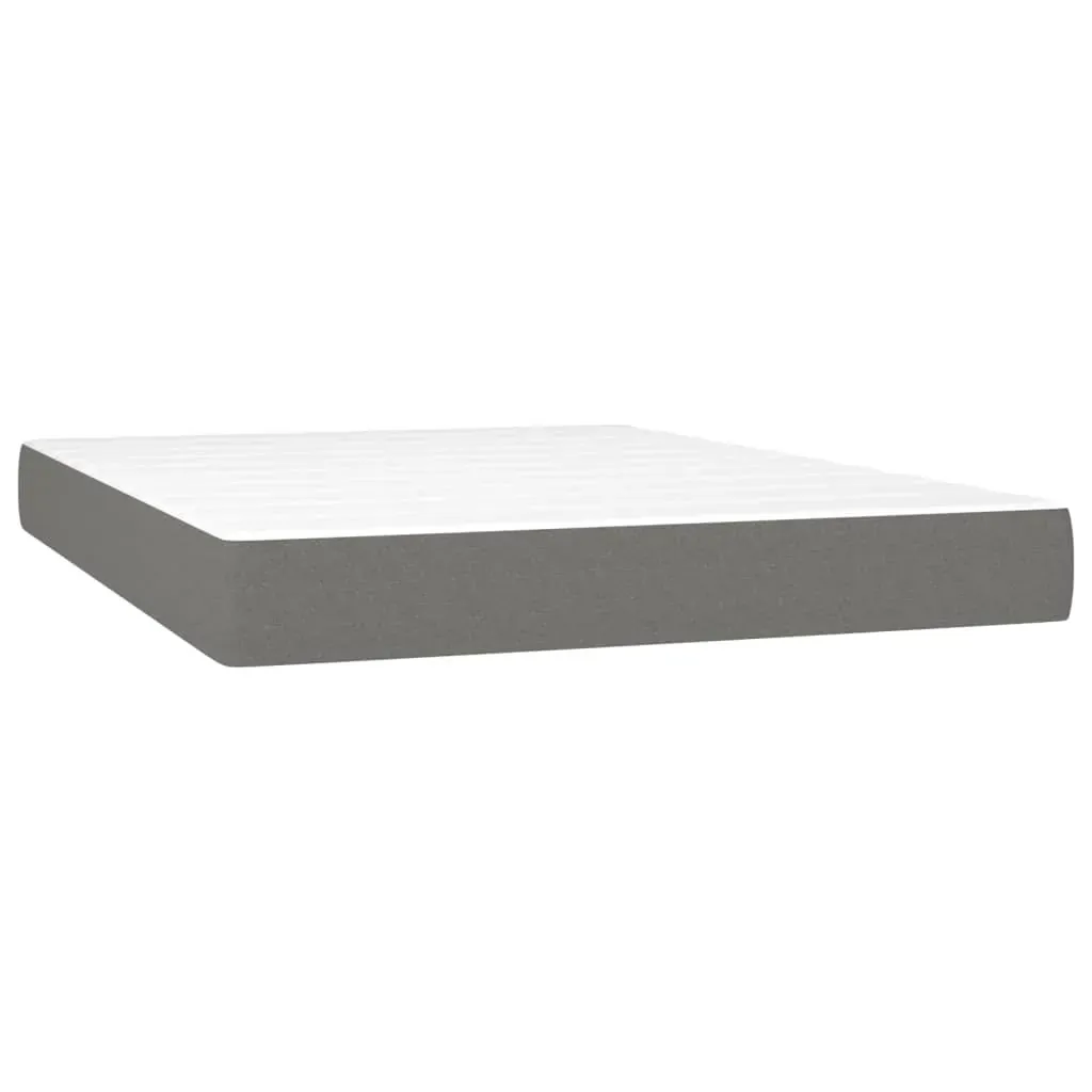 Box Spring Bed with Mattress Dark Grey 153x203 cm Queen Size Fabric Price