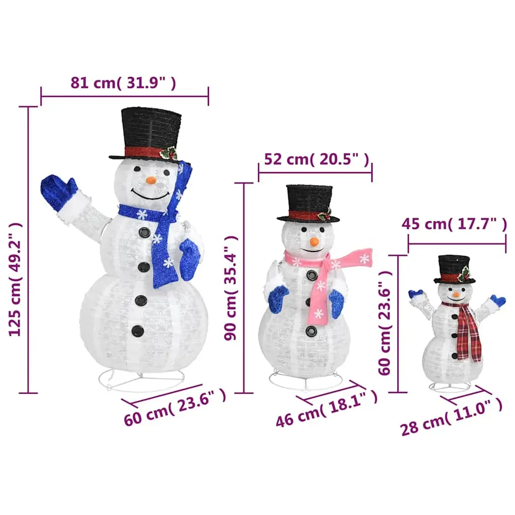 Decorative Christmas Snowman Family Figures with LED Luxury Fabric Price