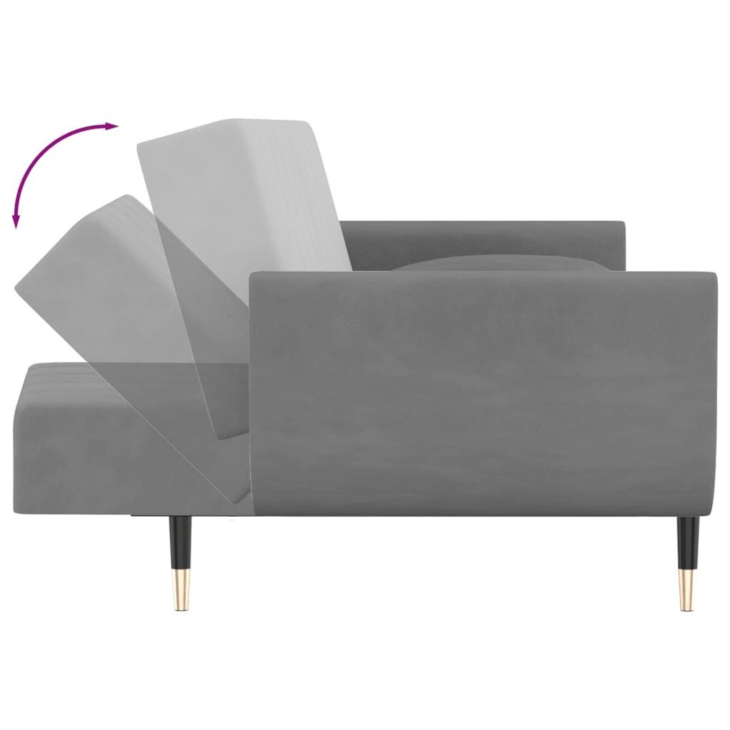 2-Seater Sofa Bed with Two Pillows Light Grey Velvet Price