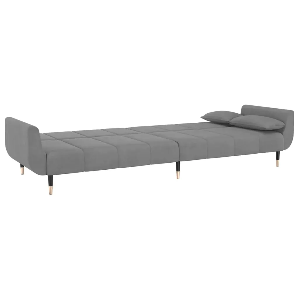 2-Seater Sofa Bed with Two Pillows Light Grey Velvet Price