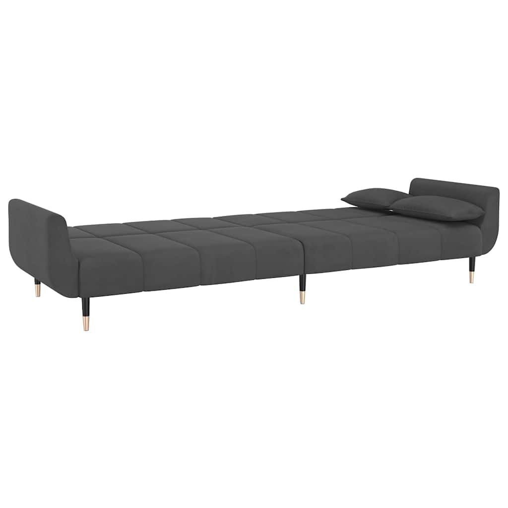 2-Seater Sofa Bed with Two Pillows Dark Grey Velvet Price