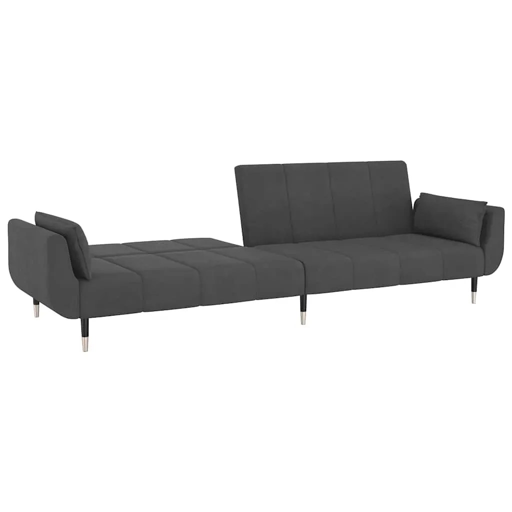 2-Seater Sofa Bed with Two Pillows Dark Grey Velvet Price