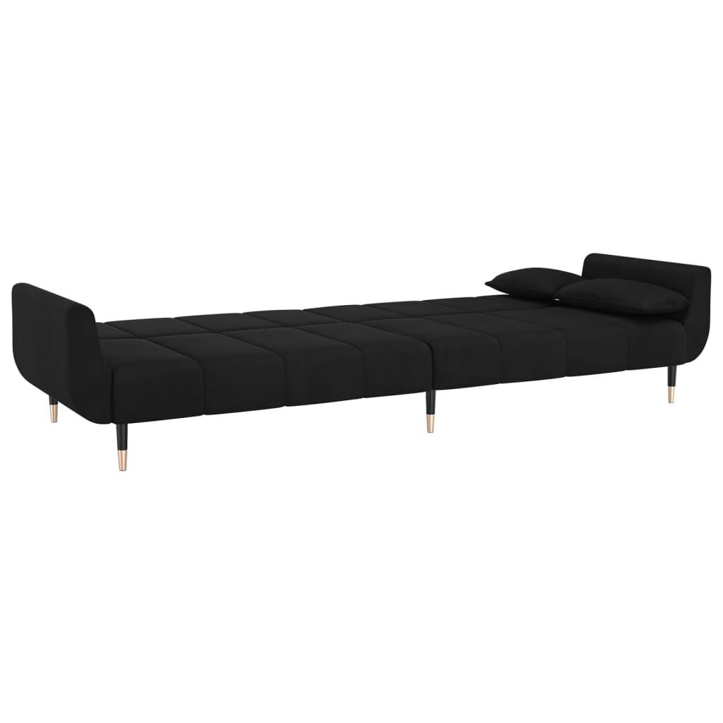 2-Seater Sofa Bed with Two Pillows Black Velvet Price
