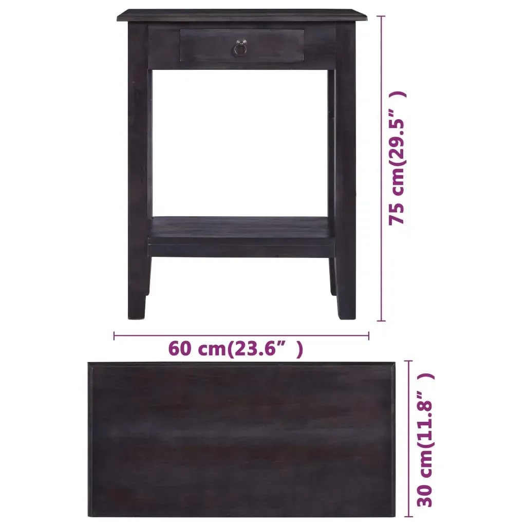 Console Table with Drawer Black 60x30x75 cm Solid Wood Mahogany Price