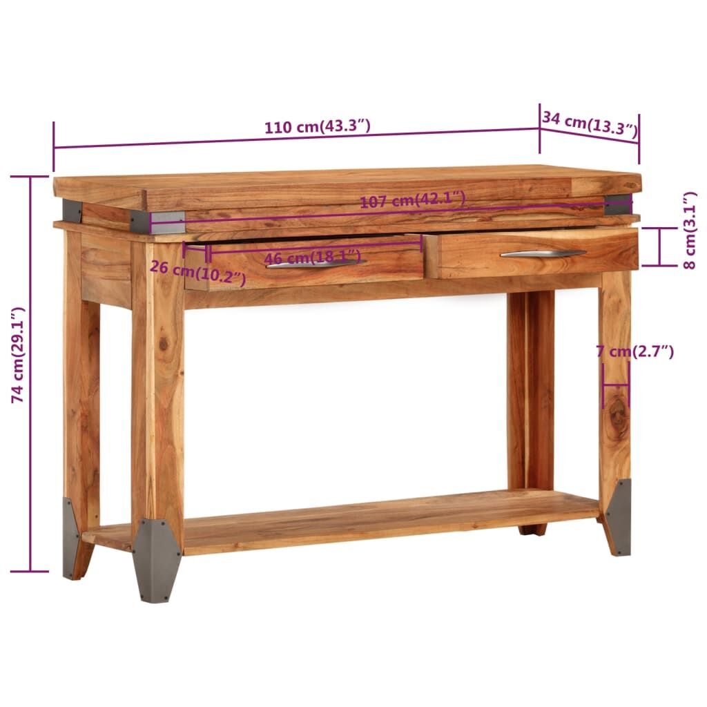Console Table 110x34x74 cm Solid Wood Acacia Price