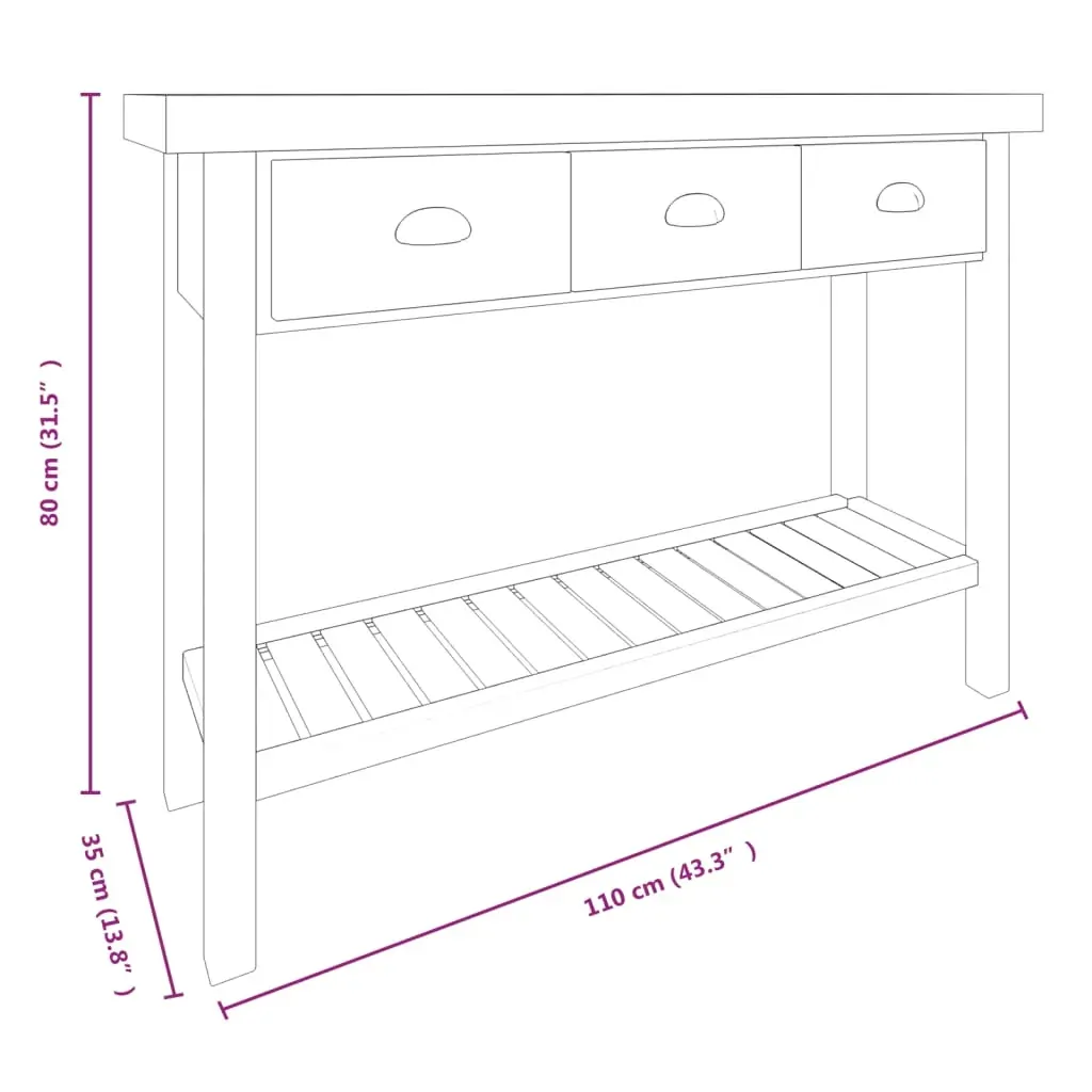Console Table 110x35x80 cm Solid Wood Fir Price